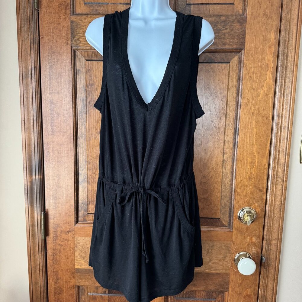BECCA by Rebecca Virtue Black Deep V Romper Swimsuit Coverup Large